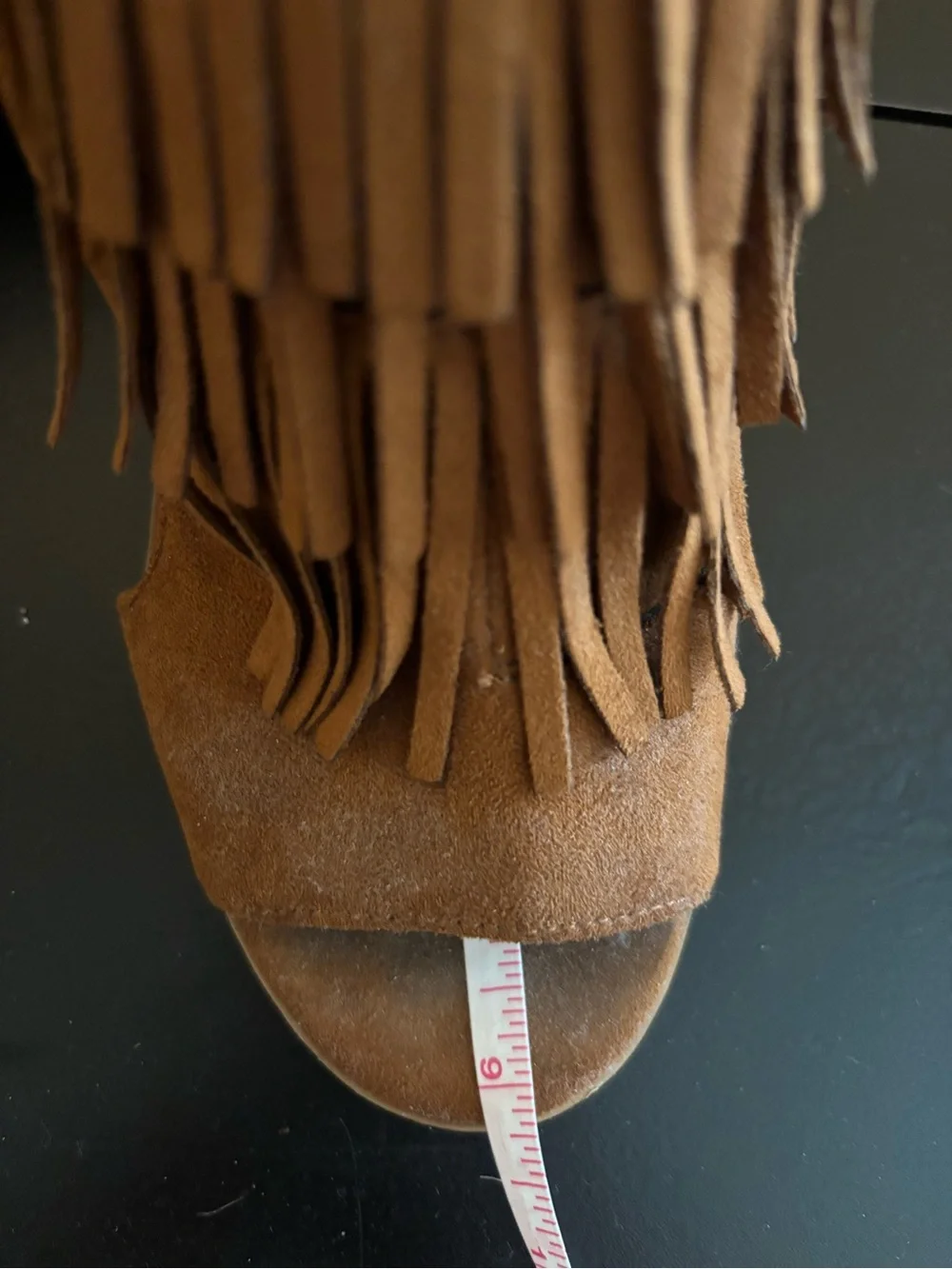 Jeffrey Campbell Brown Suede Fringe Block Heel Sandals